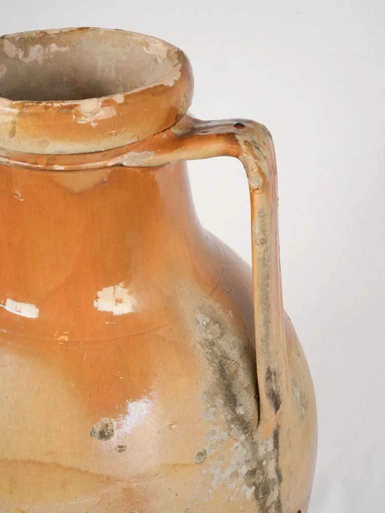 19th-Century Puglian Terracotta Capasone Amphora Jar w/ ocher glaze 41¾"