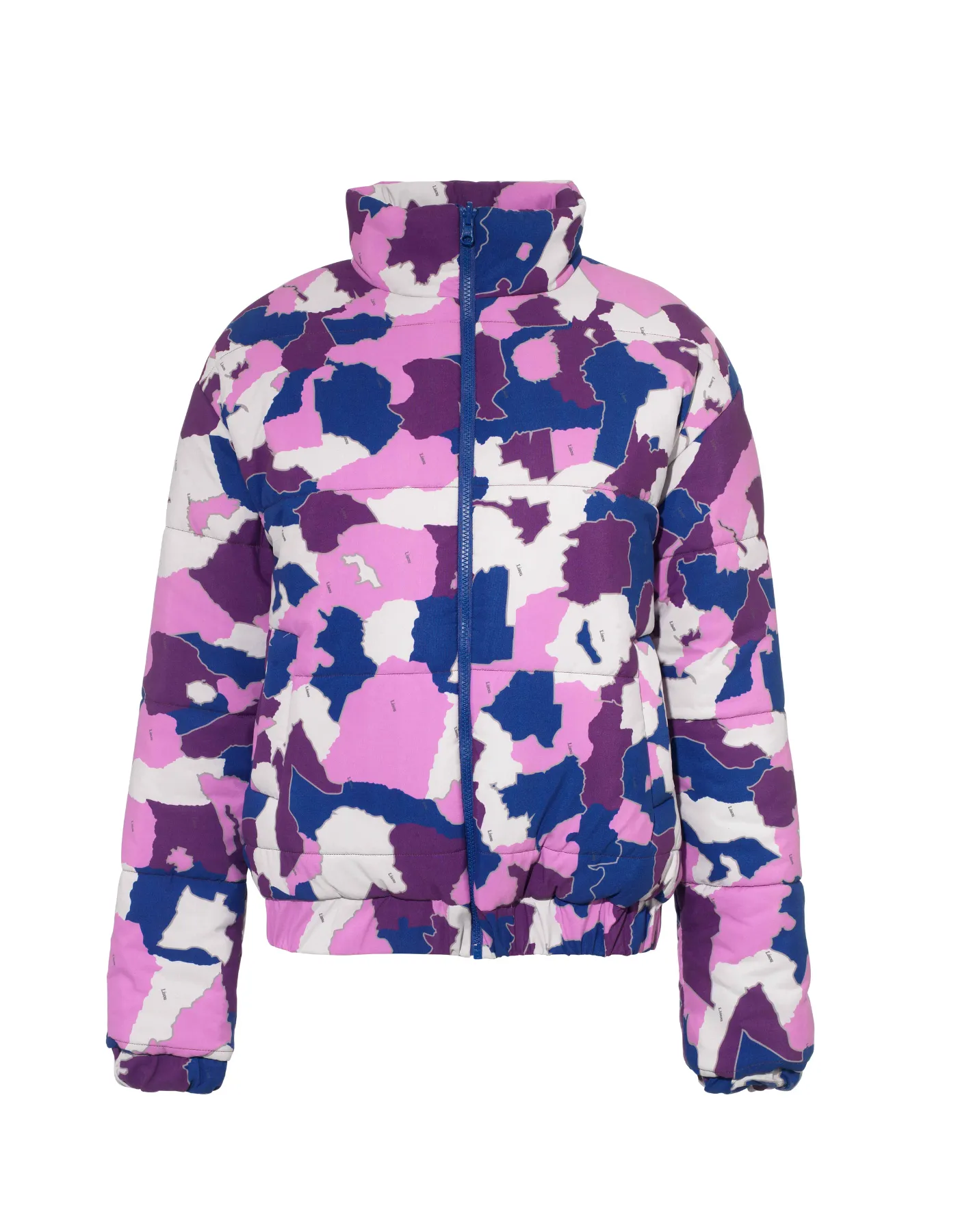 Annie Recycled Polyester Purple AfroCamo Puffer Jacket
