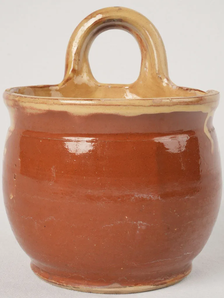 Antique Glazed Terracotta Seille for Goat Milking, 9½"