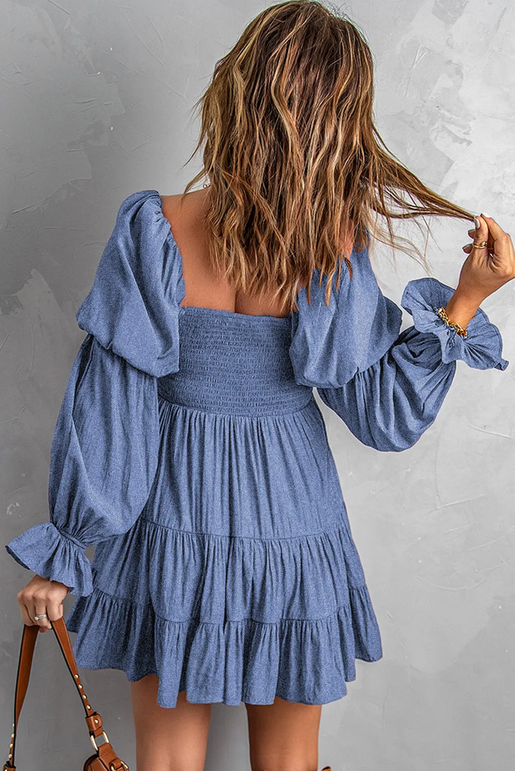 *APP EXCLUSIVE* Smocked Cold Shoulder Tiered Dress
