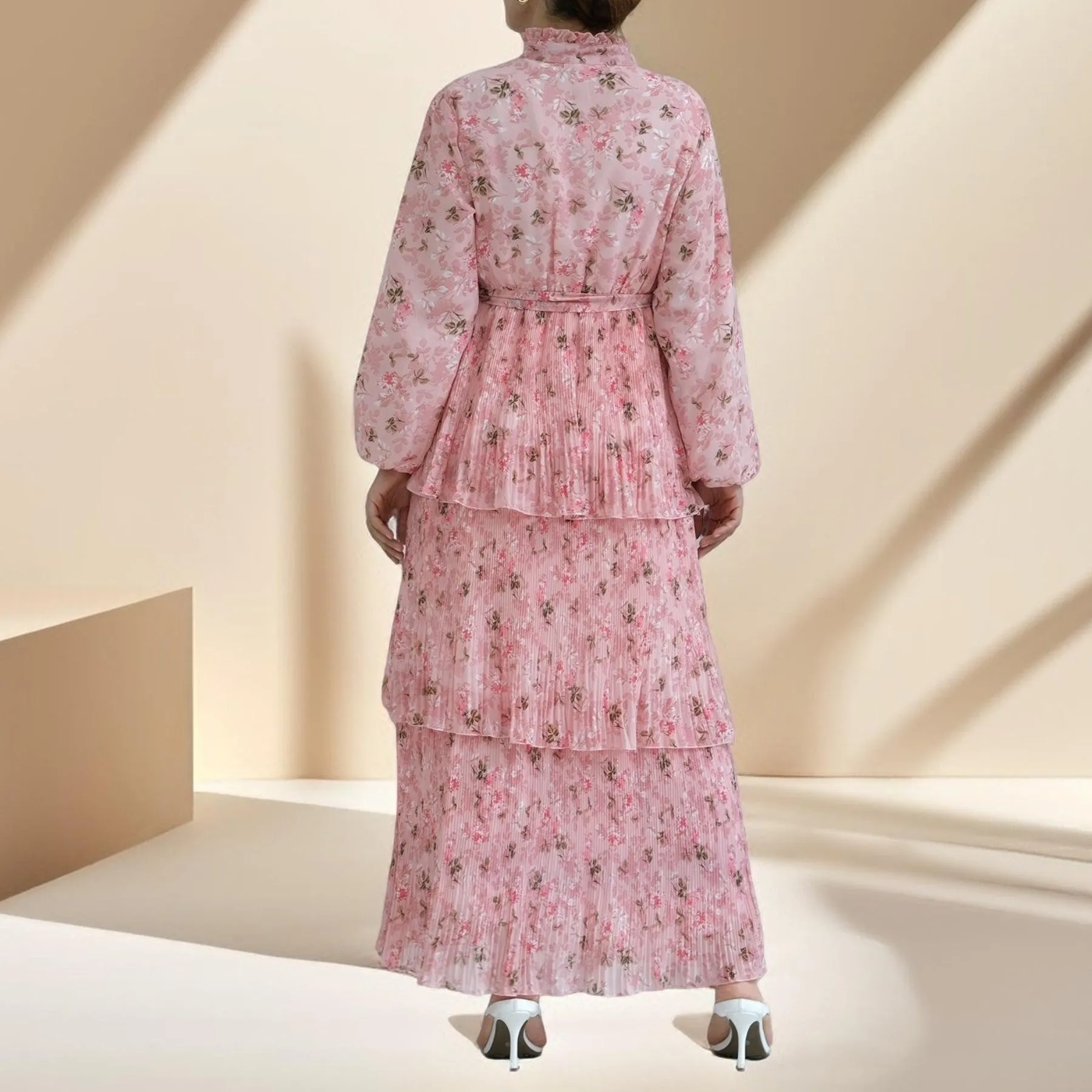 Breezy Blooms Pink Chiffon Dress