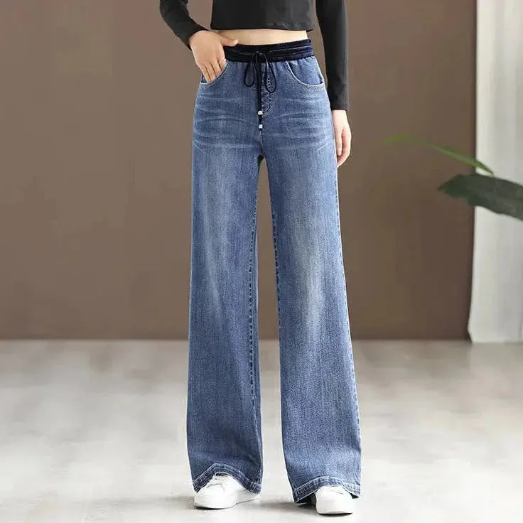 HIGH RISE LACE-UP JEANS