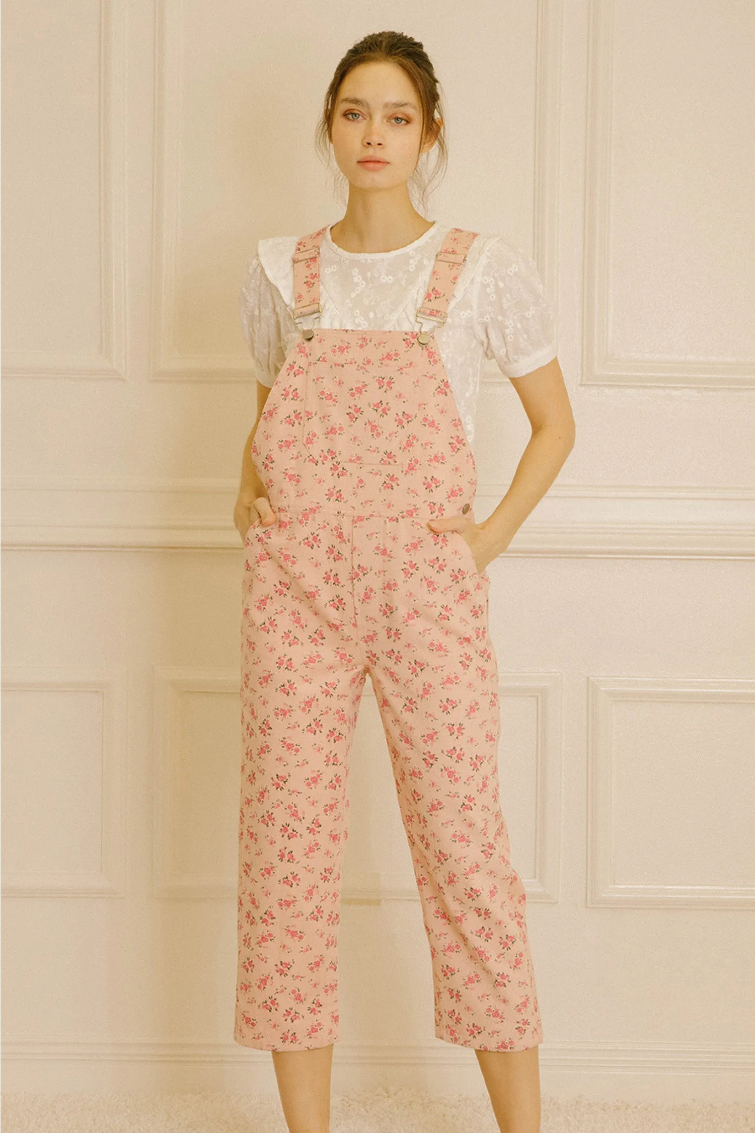 Pink Floral Overall Jumpsuit