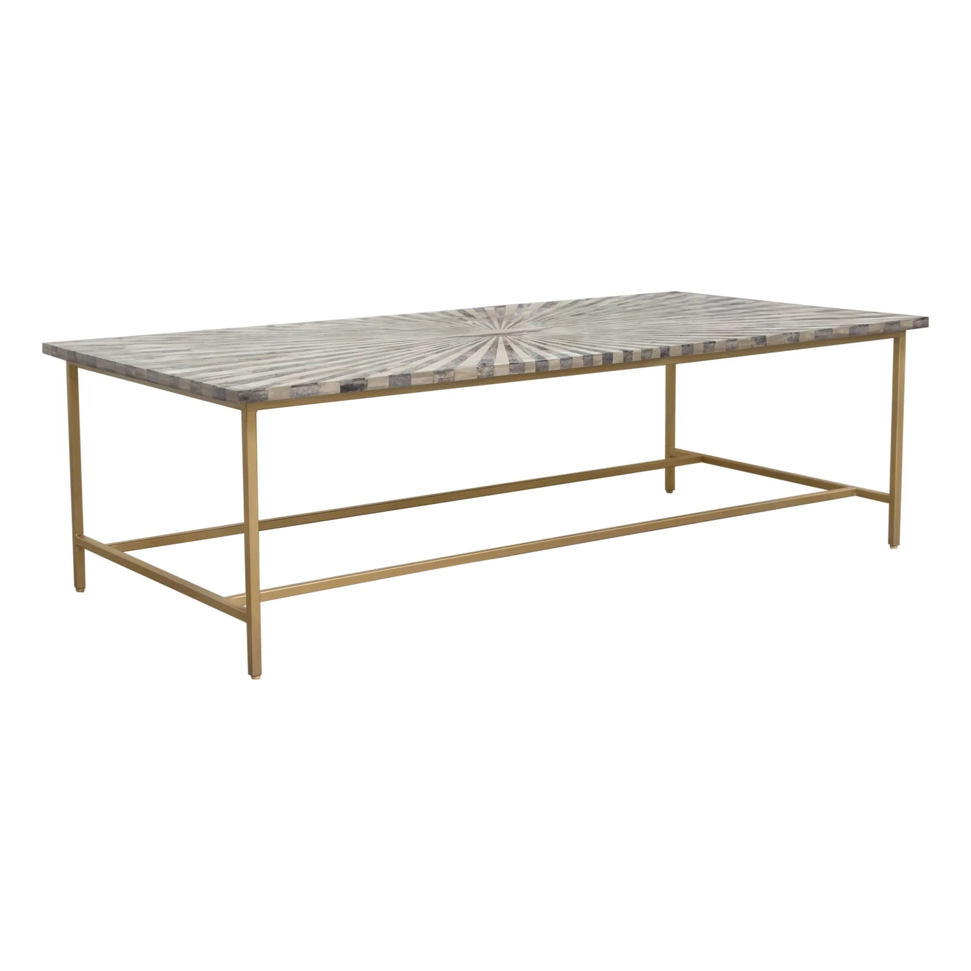 Prisma Cocktail Table w/ Dyed Bone Inlay Sunburst Top & Brass Legs by Diamond Sofa