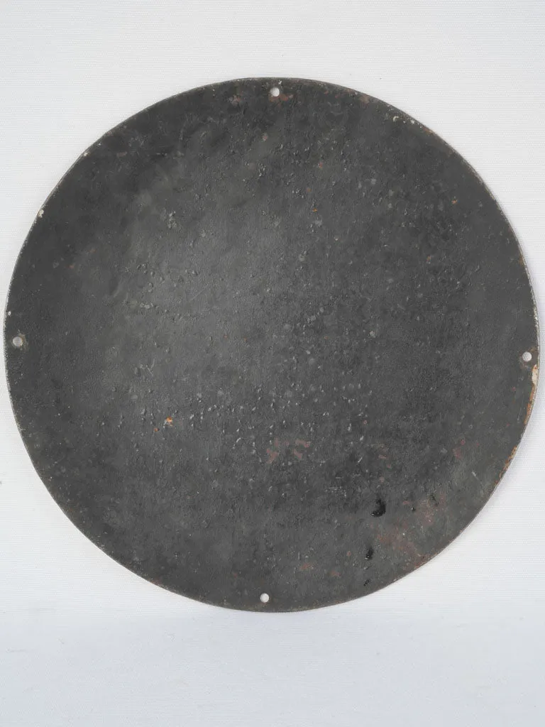 Round antique French enamel sign from a chapel 15¾"