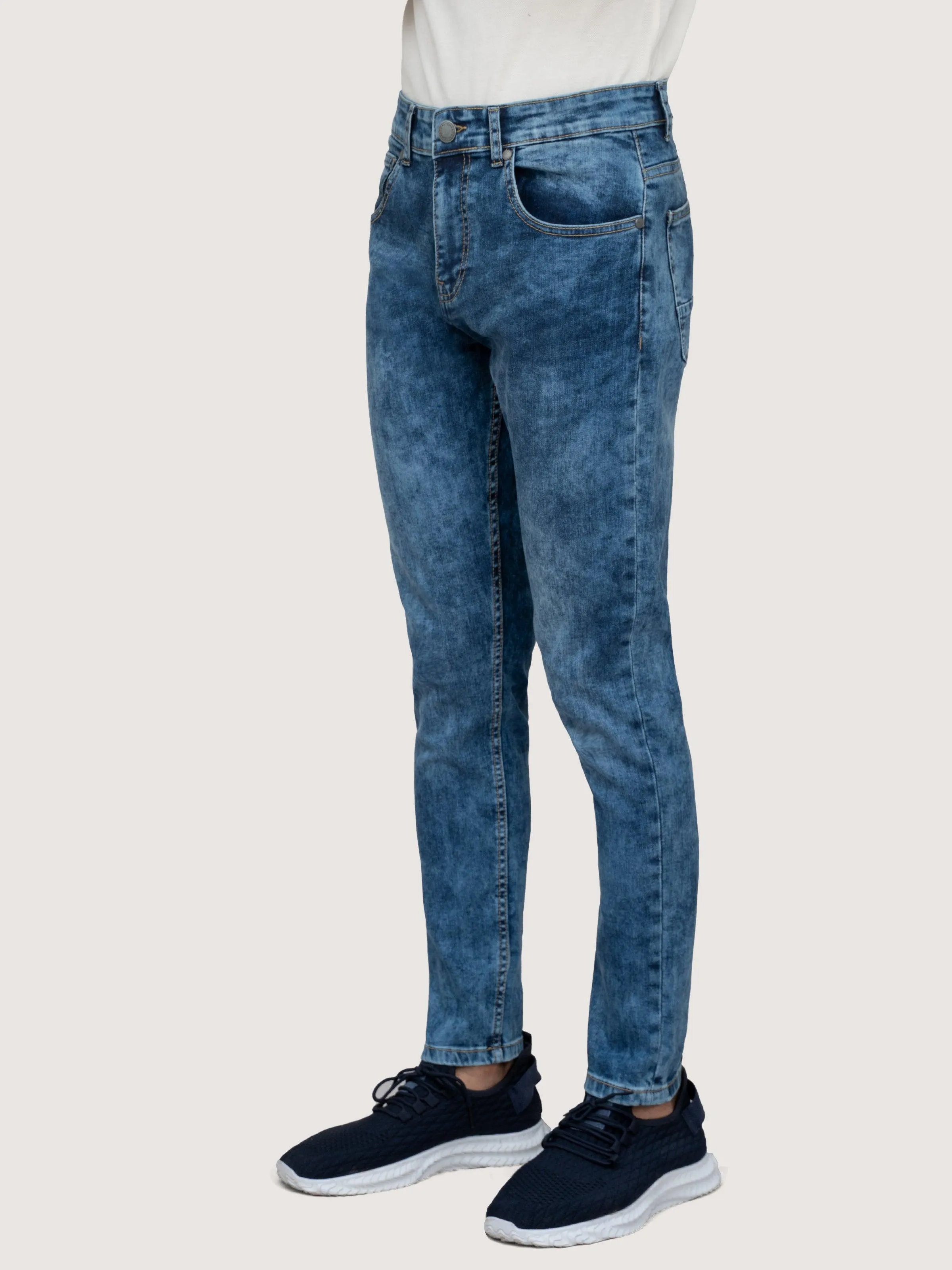 SLIM LEG DENIM JEANS MID BLUE RANDOM