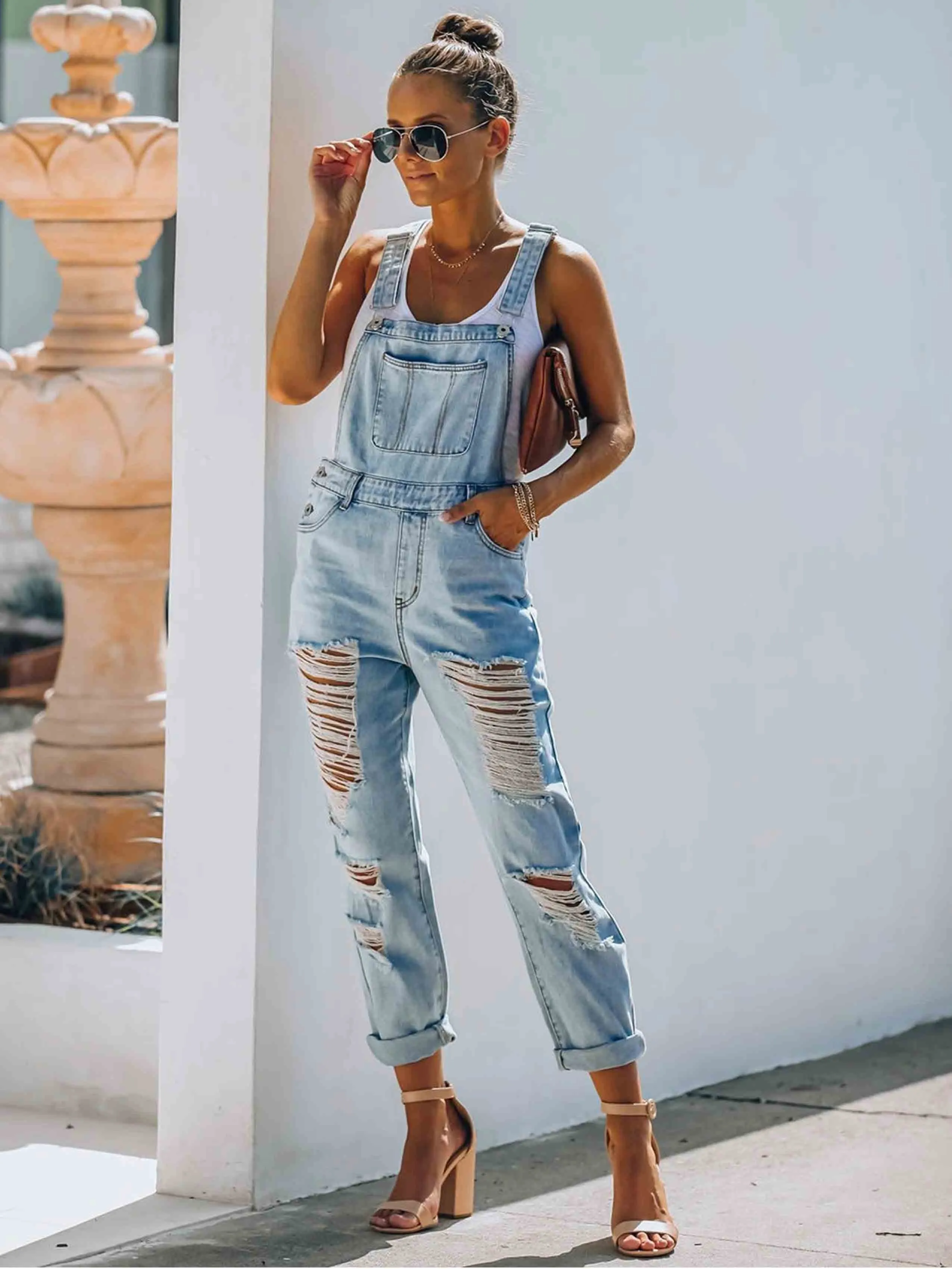 Zerrissener Denim-Overall